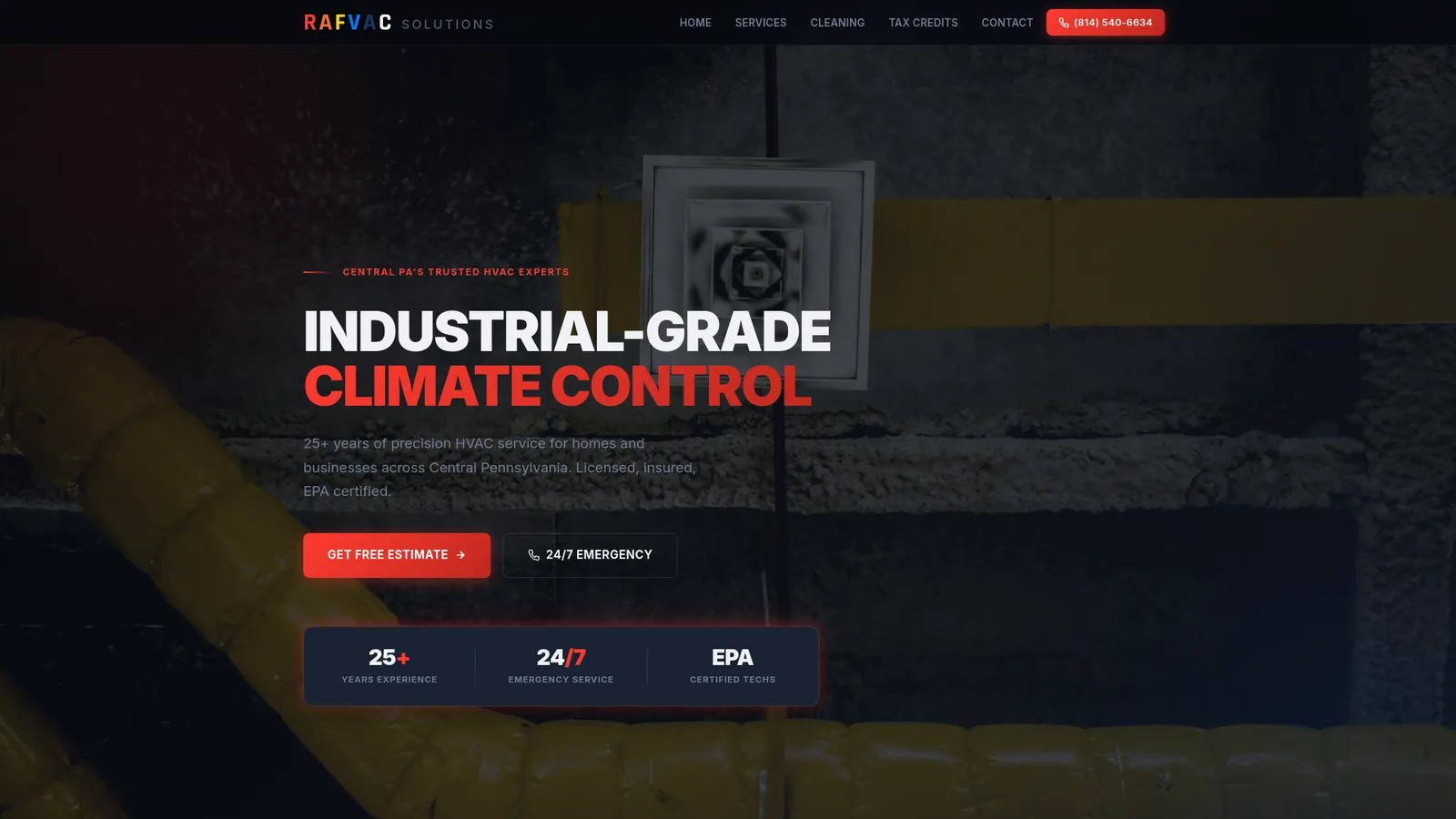 RAFVAC Solutions website