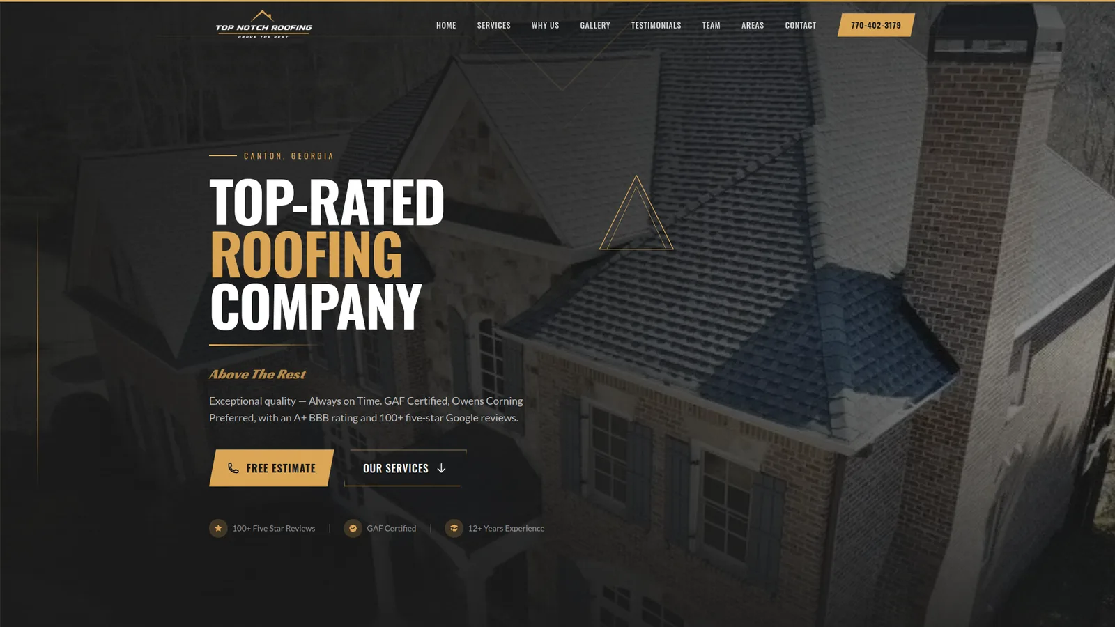 Top Notch Roofing website